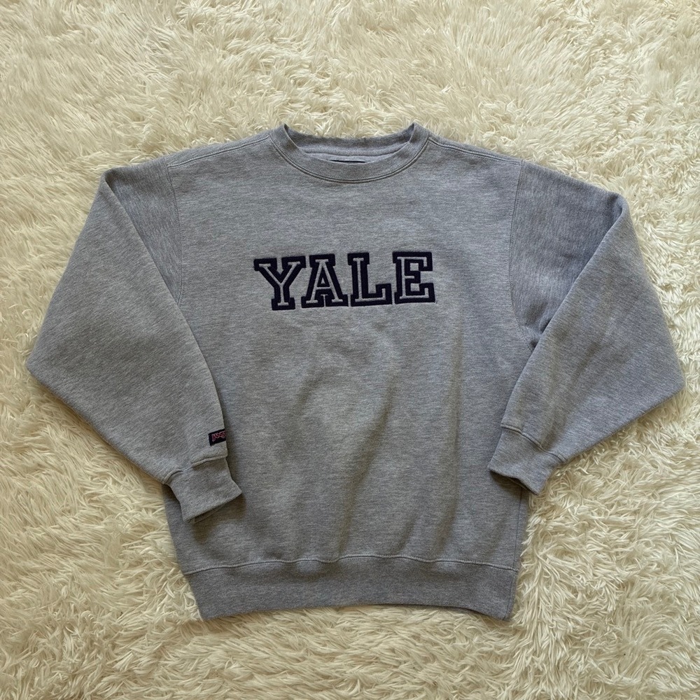 JanSport Yale University Sweatshirt Mens Gray Embroidered Crewneck  Size S